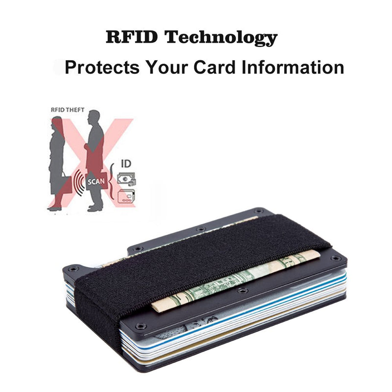 [Australia] - Minimalist Aluminum Wallet, Slim Money Clip Metal Wallet RFID Front Pocket Wallet Black 