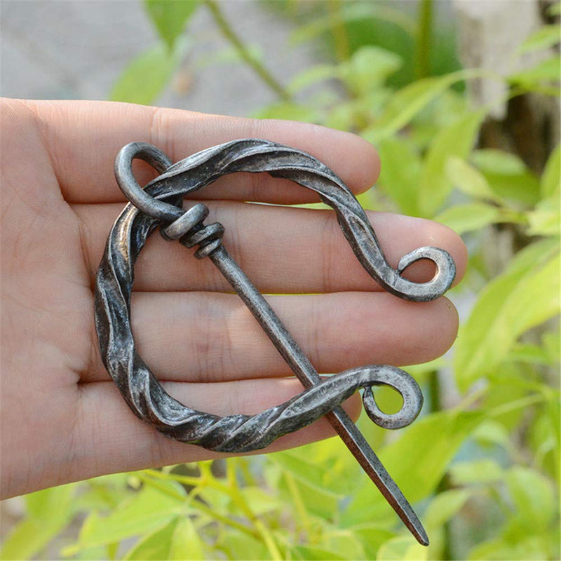 [Australia] - Ailiessy Unique Medieval Cloak Shawl Brooches Pins Personalized Viking Bar Horn Badges Pins Geometric Penannular Broaches for Women Buckle Cape Clasp Pin silver 