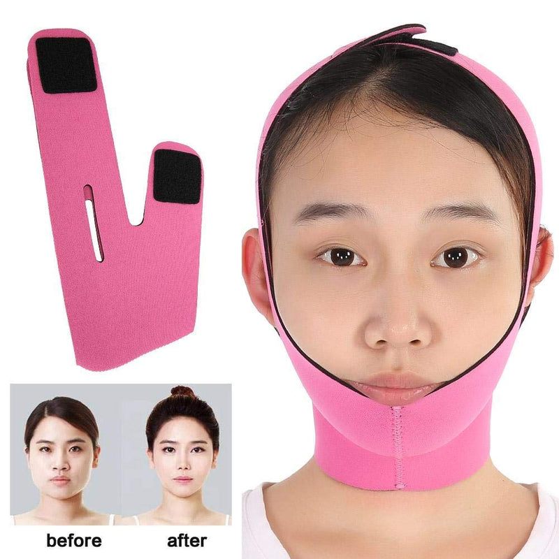 [Australia] - GOTOTOP Face Facial Slimming Belt Bandage Strap, V-Shaped Lifting Facial Thinning Belt, Double Chin Reducer Chin Up Belt Facial Firming Skin, Preventing Facial Sagging And Aging Rose red 