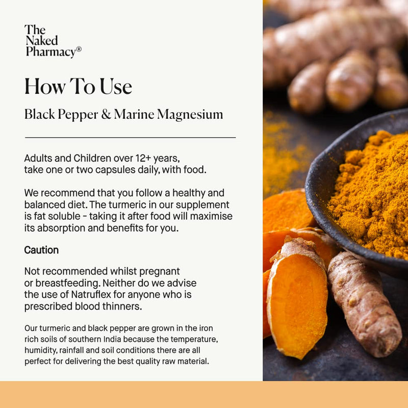 [Australia] - The Naked Pharmacy | Natruflex Turmeric Supplements | with Black Pepper & Marine Magnesium | for Gut, Joint, Muscle Health | 60 Capsules 60 Count (Pack of 1) 