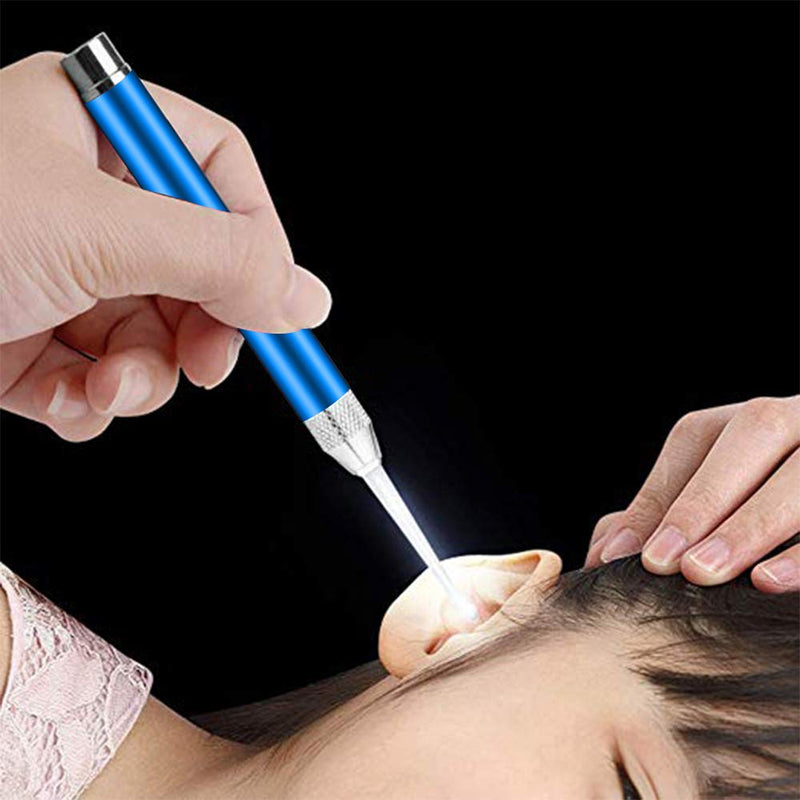 [Australia] - 2 Pcs Ear Wax Removal Tool with Light - Ear Pick Cleaner Kit for Kids and Adults, Earwax Spoon Digger & Tweezers for Ear Health Care Gift Set with Case (Blue) Blue 