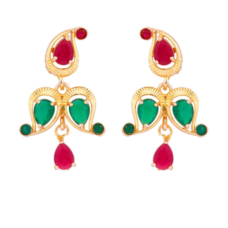 [Australia] - Efulgenz Indian Bollywood Gold Plated Crystal Rhinestone Wedding Bridal Choker Necklace Earring Jewellery Set Pink,Green 