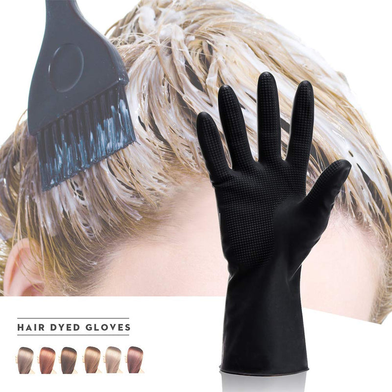 [Australia] - Hair Dye Gloves, Black Reusable Rubber Gloves, Professional Hair Coloring Accessories for Hair Salon Hair Dyeing,2Pcs 