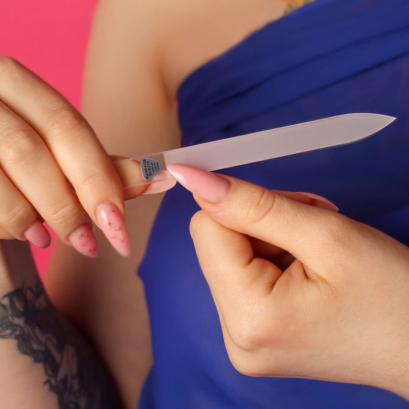 [Australia] - Glass Nail Files for Natural Nails by Bona Fide Beauty - Crystal Nail Filer Made in Czech Republic Clear 