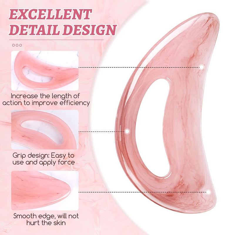 [Australia] - Gua Sha Massage Tool with Handle (Resin) Larger Guasha Scraping Tool for Back Neck Face Leg Massage, Lymphatic Drainage, Cellulite Remove Pink Large (Pack of 1) 