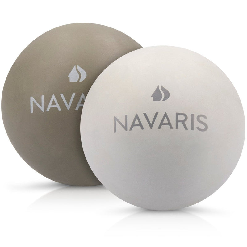 [Australia] - Navaris Lacrosse Massage Balls Set - Deep Tissue Muscle Massage for Back Legs Neck Foot Roller Trigger Points Firm Spheres - Pack of 2 Light Gray - Dark Gray 