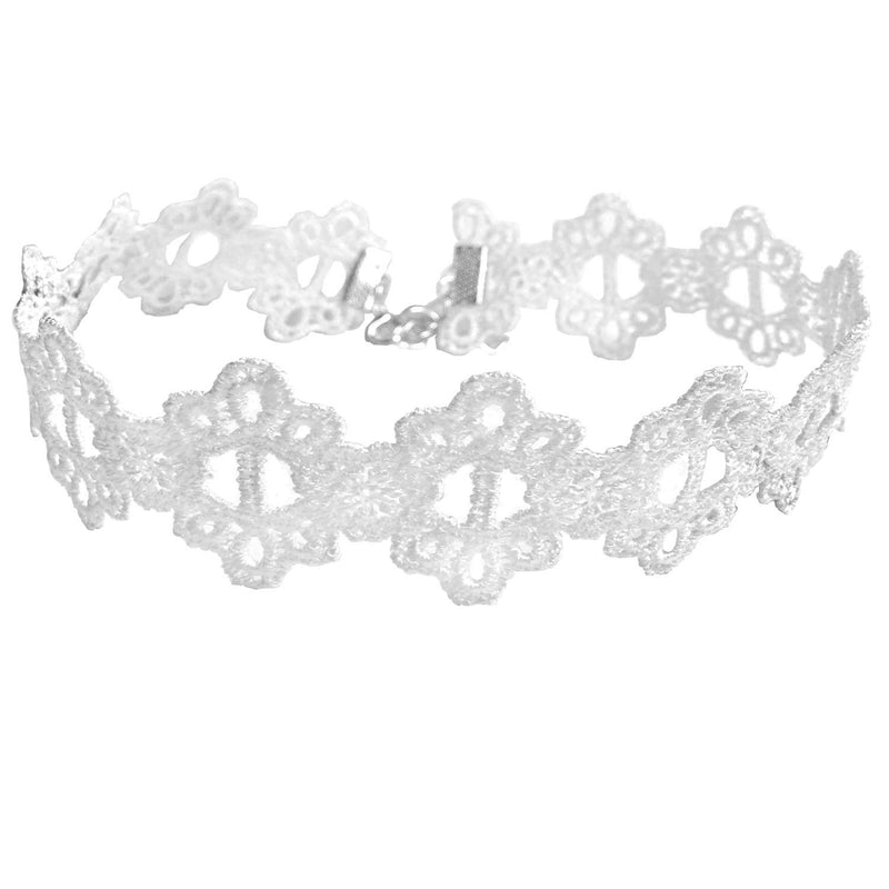 [Australia] - LINKY 10pcs White Lace Choker Necklace Women Girls Jewelry Set Silver 