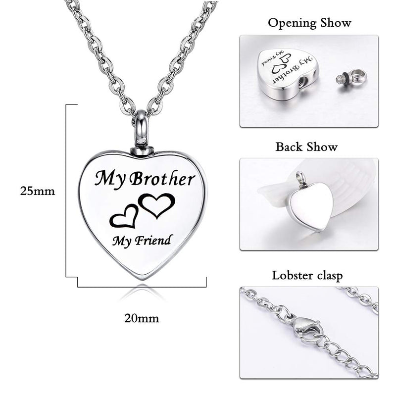 [Australia] - HooAMI Cremation Jewelry for Ashes My Family My Friend Heart Urn Necklace Memorial Pendant Brother 