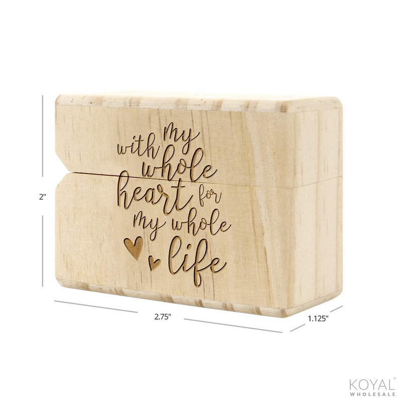 [Australia] - Koyal Wholesale Engraved Real Wood Slim Ring Box, Wedding Engagement Proposal Ring Box, Discreet Thin Ring Box With Hinge (With My Whole Heart For My Whole Life) With My Whole Heart For My Whole Life 