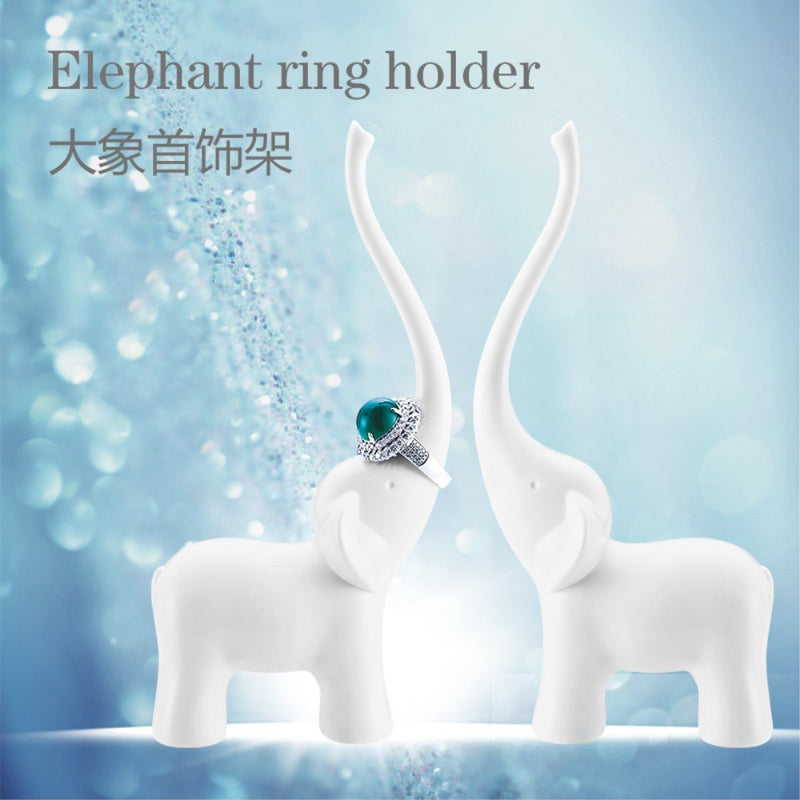 [Australia] - Fantasee Elephant Ring Holder Decorative Ring Stand Art Crafts Home Decor, 100% Melamine Material, Ceramic-Like (White Elephant) White Elephant 