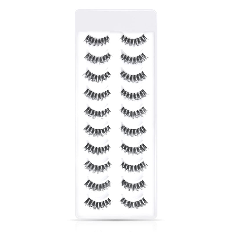 [Australia] - EMEDA Natural Fake Eyelashes Clear Band 10 Pairs Natural Look False Eyelashes Soft Wispy Fake Lashes Multipack Cateye Lashes Demi Wispies False Lashes (demi) 