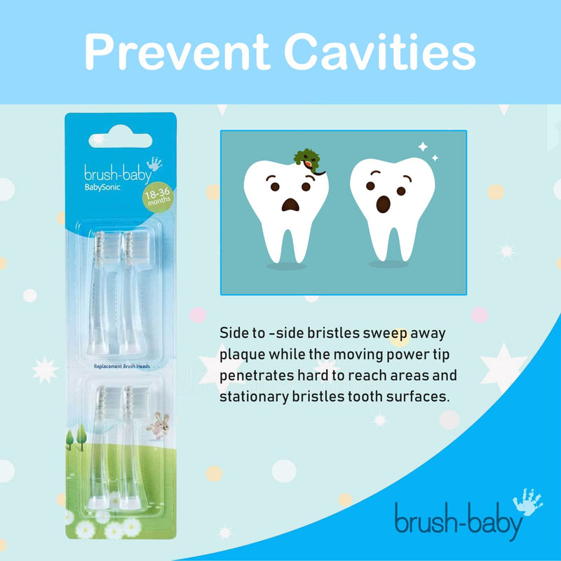 [Australia] - Brush-Baby Babysonic Replacement Heads for Babysonic Electric Toothbrush (18-36 Month (Pack of 4)) 18-36 Months (Pack of 4) 