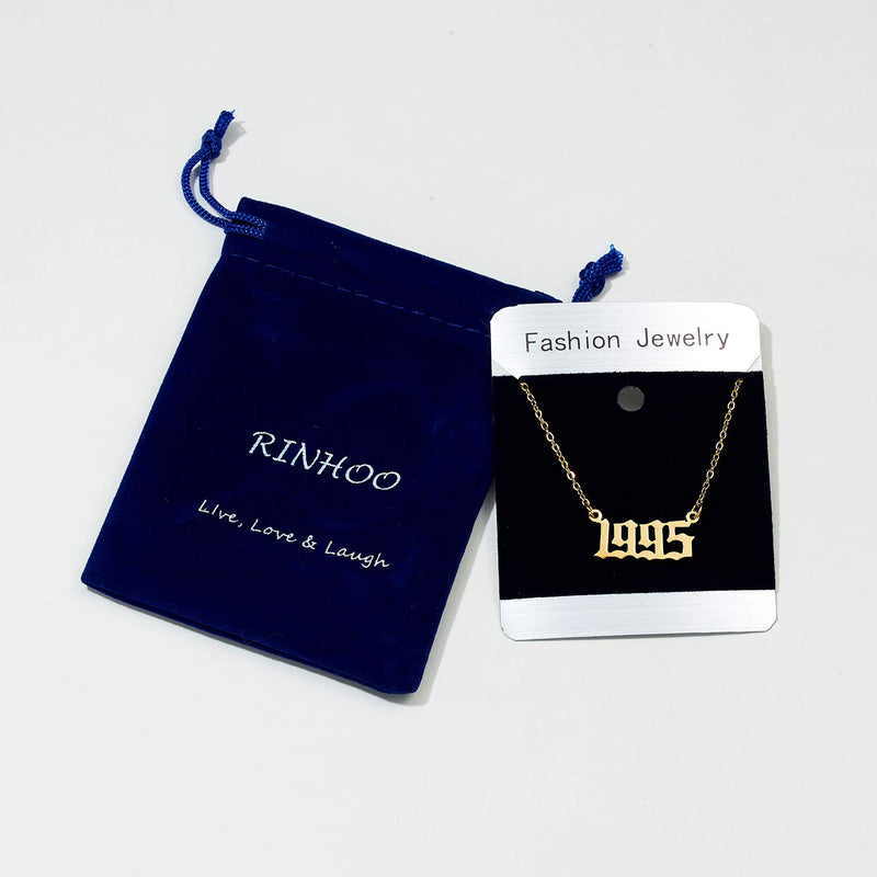 [Australia] - RINHOO Birth Year Number Pendant Necklace Stainless Steel Gold Number Birthday Necklace Chain Jewelry for Women Girl 1995 