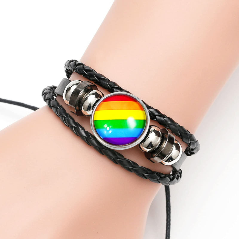 [Australia] - Pride Day Bracelets Necklace Ear Stud Earring Ring– LGBT Gay Rainbow Jewelry Accessories 4PCS 