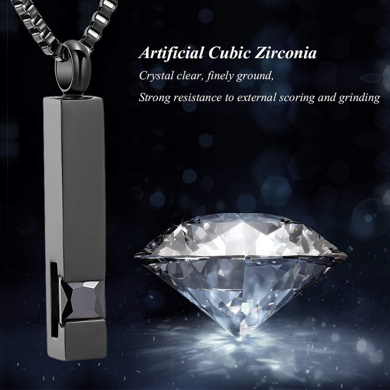 [Australia] - XSMZB Crystal Cremation Urn Jewelry Cube Memorial Ashes Necklace Pendant Keepsake- Black Birthstone Series 