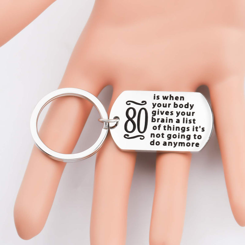 [Australia] - BEKECH 80 Year Old Birthday 80 is When Your Body Gives Your Brain a List of Things 80TH Birthday Keychain Silver 