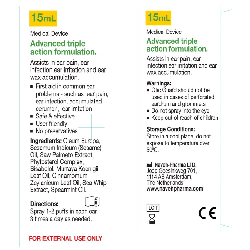 [Australia] - NAVEH PHARMA Otic Guard Natural Ear Wax Removal Spray – Herbal-Oil Blend for Ear Infections and Ear Pain in Adults – Ear Wax Softener for Clogged Ear Relief and Swimmer’s Ear (0.5 fl Oz) 0.5 Ounce (Pack of 1) 