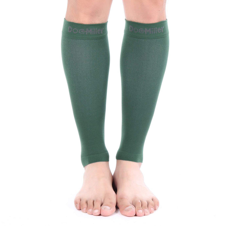 [Australia] - Doc Miller Calf Compression Sleeve Men and Women - 20-30mmHg Shin Splint Compression Sleeve Recover Varicose Veins, Torn Calf and Pain Relief - 1 Pair Calf Sleeves Dark Green Color - Small Size 