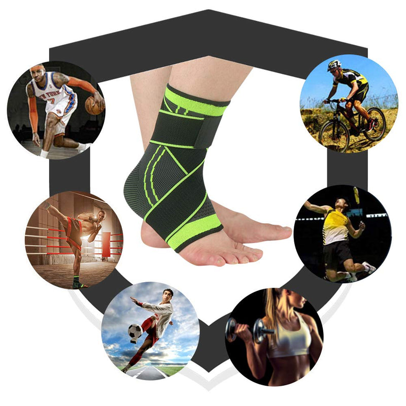[Australia] - Ankle Braces, Adjustable Compression Ankle Support Men & Women, Strong Ankle Brace Sports Protection, Stabilize Ligaments-Eases Swelling and Sprained Ankle (Large, Green, 1) Large 
