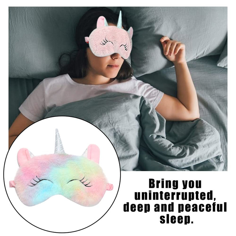 [Australia] - 2Pcs Cute Sleep Mask, Unicorn Cartoon Eye Mask for Travel Nap Sleep Lunch Break Overnight Party, Soft Plush Blindfold Eye Covers for Women Girls Kids Style2 