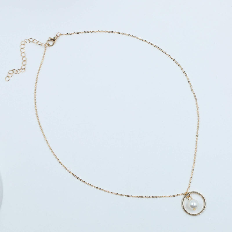 [Australia] - YienDoo Fashion Pearl Necklace Chain Simple Hollow Ring Pearl Pendant Necklace Jewelry Accessories for Women and Girls (Gold) Gold 
