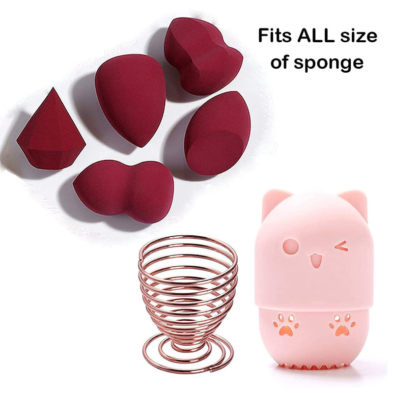 [Australia] - Makeup Sponge Holder, Beauty Sponge Holder + Makeup Blender Travel Case Beauty Sponge Blender Drying Stand & Storage Containers by REISOHR Pink + Gold 