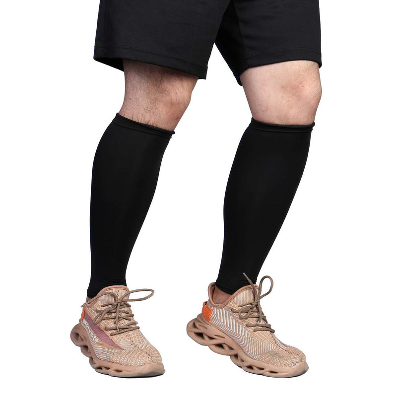 [Australia] - FALETO Unisex Calf Compression Sleeves for Running, Sports, Pain Relief Black XL 