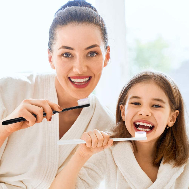 [Australia] - metagio 4 Packs Soft Micro Nano Manual Toothbrush, Soft Bristled Adult Toothbrush Micro-Nano Manual Toothbrush with 20000 Bristles for Fragile Gums Adult and Children(Black+White) 
