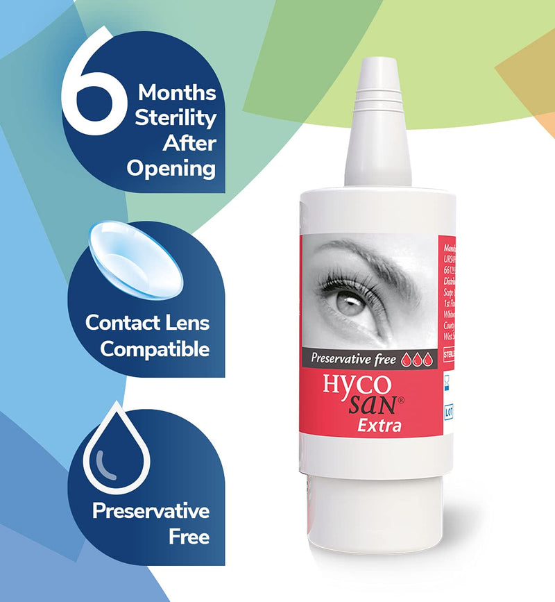 [Australia] - Hycosan Extra - Preservative Free Eye Drops - Sodium Hyaluronate 0.2% - for Treatment of Dry Eyes -7.5ml Hycoscan Extra 7.5 ml (Pack of 1) 