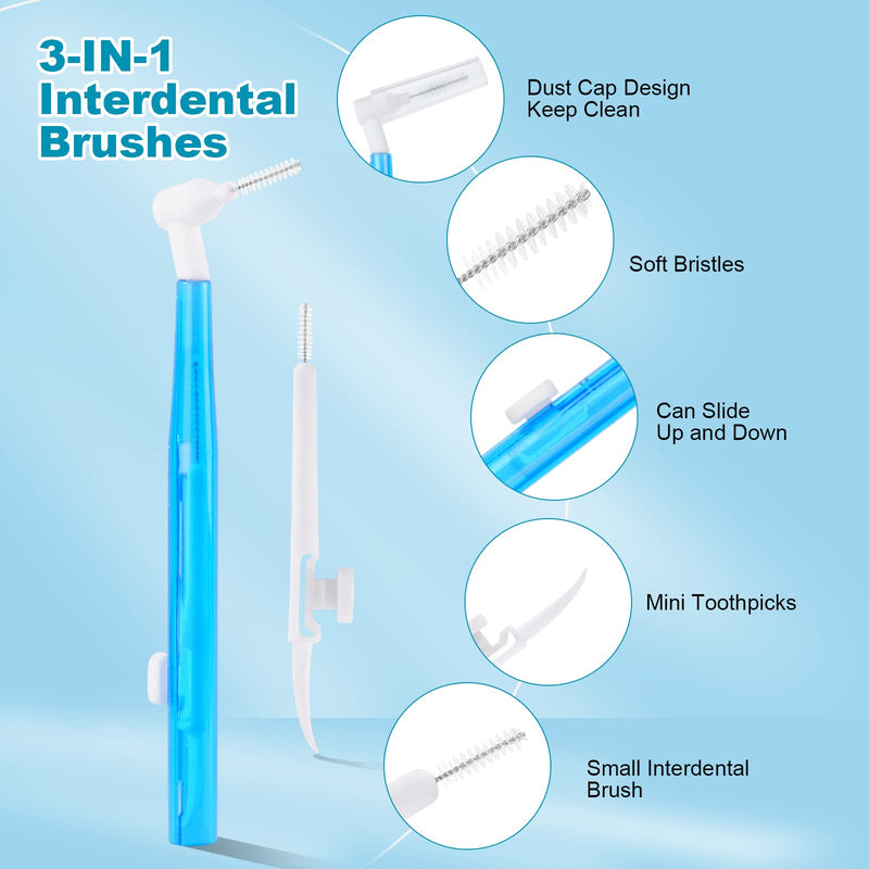 [Australia] - ACWOO Interdental Brushes, 24 Pcs Dental Brushes Toot Floss Set with 3 Removable Head, Flexible Oral Dental Hygiene Brush Tooth Cleaning Tool for Oral Cleaning & Care 