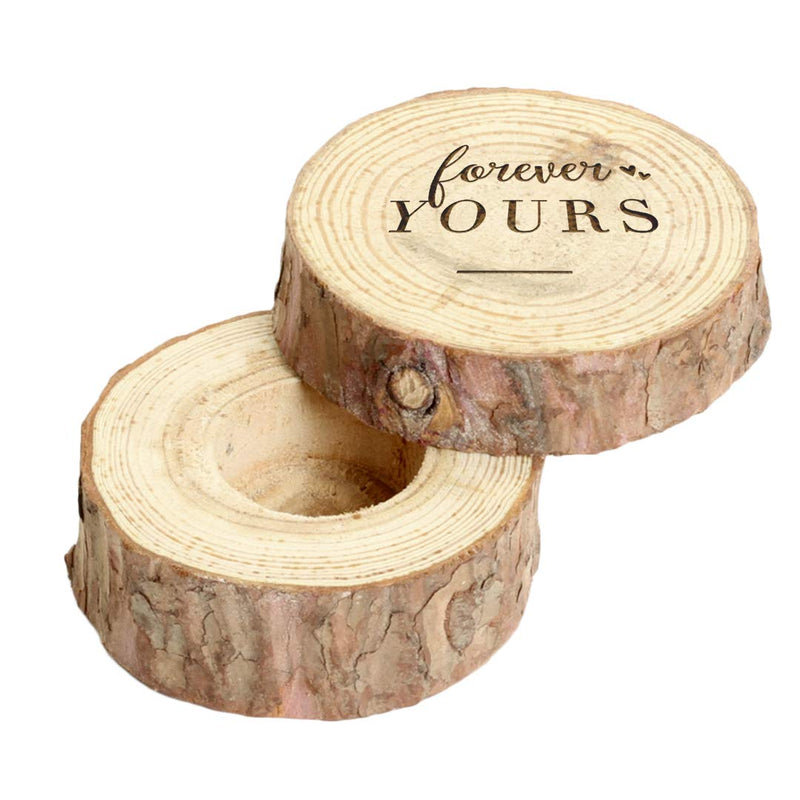 [Australia] - Koyal Wholesale Engraved Wedding Ring Box, Real Wood Engagement Ring Box, Wedding Ring Bearer, Wedding Box for Rings, Rustic Ring Box, Proposal Box (Forever Yours, Oak) Forever Yours 