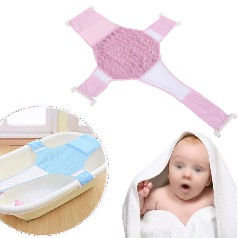 [Australia] - 2 Colors Infant Bathtub Sling Shower Seat Support Anti-Slip Net Baby Toddle Bath Seat Adjustable Cradle (Pink),Baby Bath Pink 