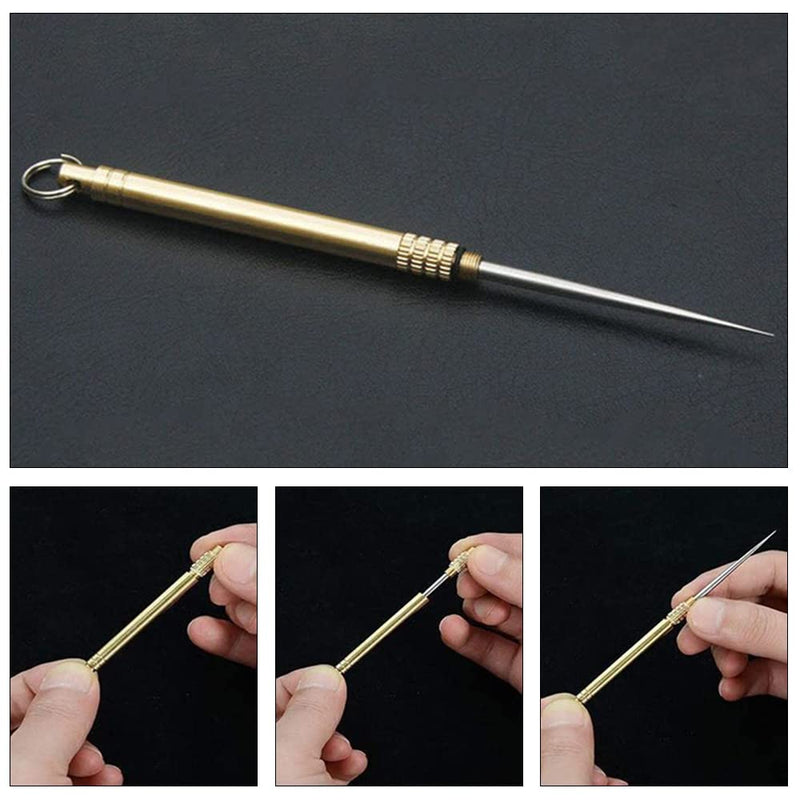 [Australia] - 5 Pcs Portable Toothpicks with Key Ring Metal Toothpick Titanium Toothpicks Multifunctional Metal Toothpick for Outdoor Picnic and Camping 