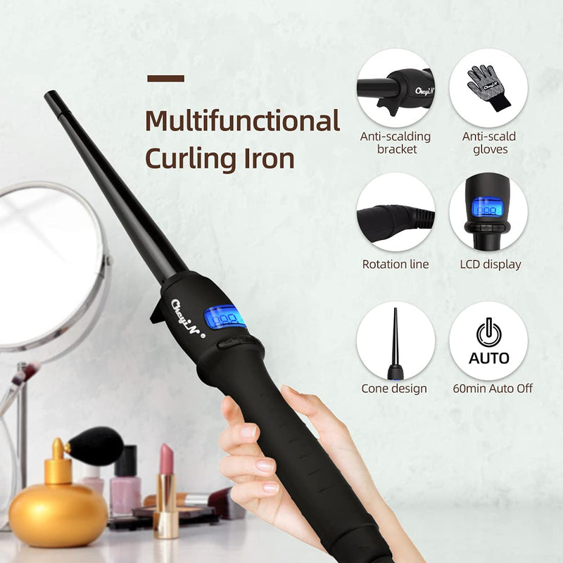 [Australia] - CkeyiN Curling Wands 9-19mm, Curling Irons for Long&Short Hair with Glove 110 ‚ÑÉ ~ 210 ‚ÑÉ Adjustable ,Automatic Shut-Down ,LCD Screen 9-15mm 