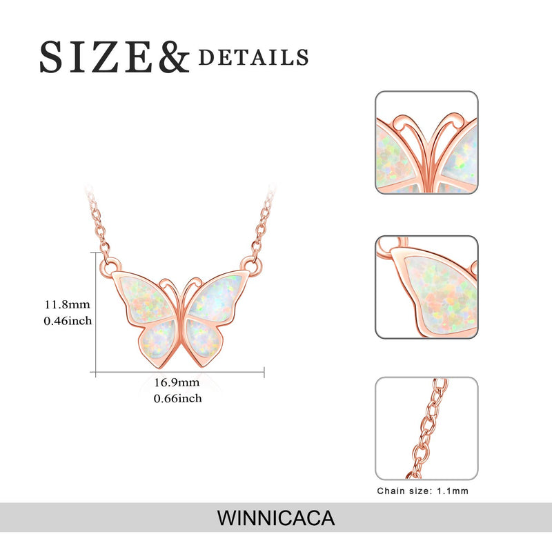 [Australia] - WINNICACA [ Necklace & Earrings & Rings&Bracelet& Anklet ] s925 Sterling Silver Created Opal Butterfly Jewelry for Women Teens Birthday -Mom gifts A- Rose gold butterfly choker 