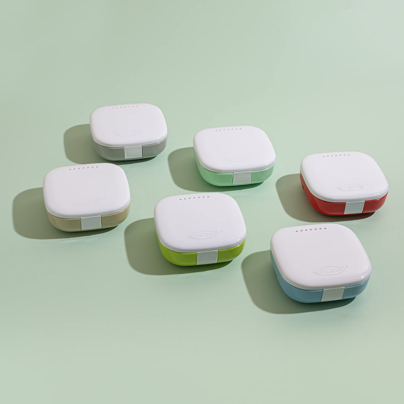 [Australia] - Encase Dental Retainer Case with Dental Bath – Dual Purpose Hygienic Denture Case for Storage and Immersion of Mouthguards, Ortho Retainers + Dental Appliances (Beige) Brown 