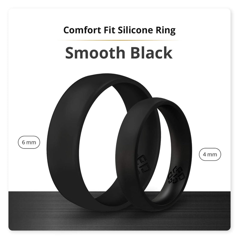 [Australia] - Knot Theory Silicone Wedding Rings for Men and Women - True Comfort Fit Premium Rubber Ring Bands in Rose Gold, Silver - Husband Wife Gift - Custom Engraving Black Comfort Fit - Engraving Size 4 ~ 4.5 (4mm Slim Band) 