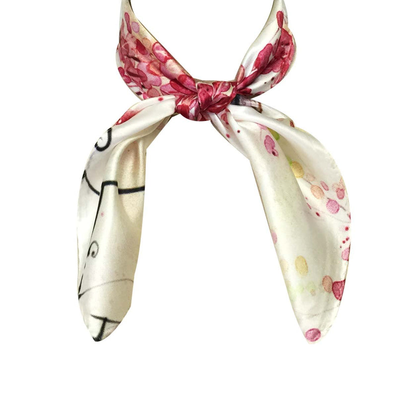 [Australia] - Allydrew Charmeuse Silk Neckerchief Square Scarves Pink Blossoms 