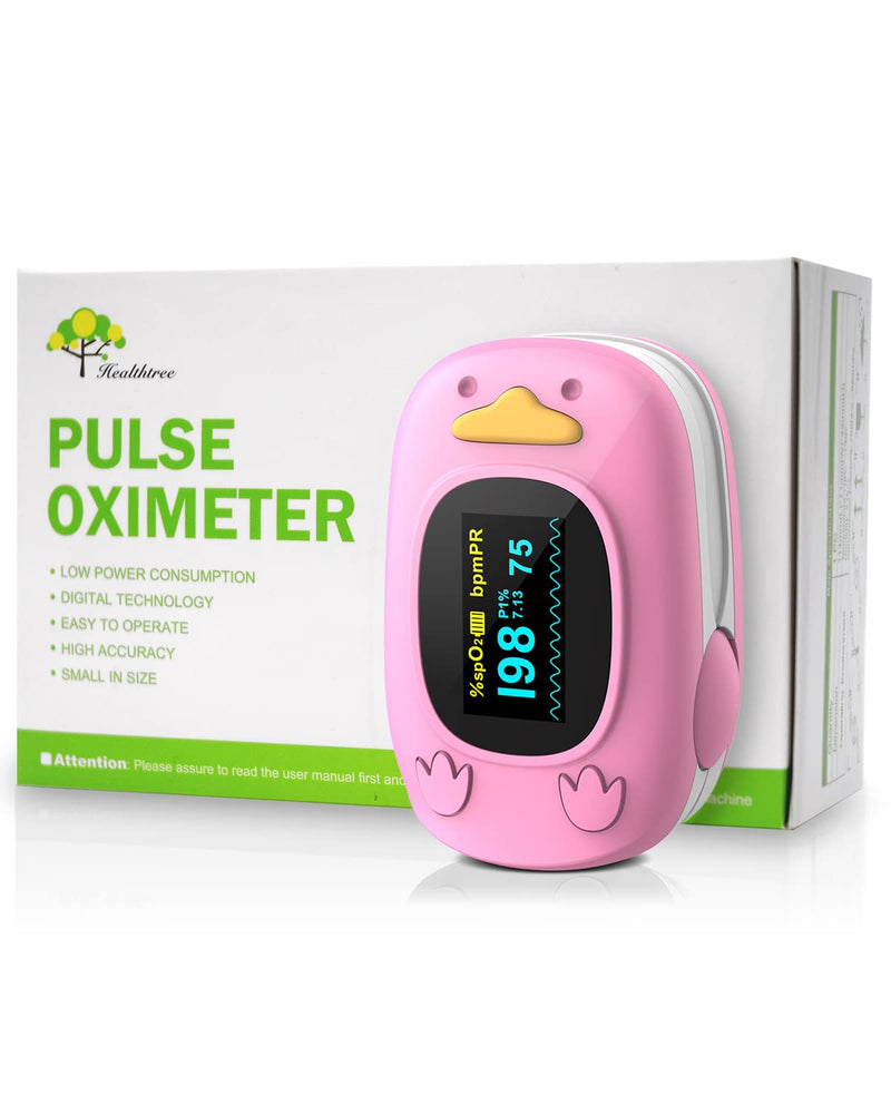 [Australia] - Child Pulse Oximeter, Oxygen Monitor for Kids Baby and Blood Oxygen Saturation Heart Rate Monitor with Automatic Shut-Down, One Directions OLED Display, Include 2 X AAA Batteries Pink 