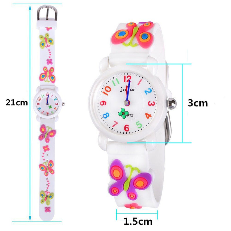 [Australia] - Kids Gift Cartoon Waterproof Watches Toys for Boys Girls - Best Gifts Butterfly White 