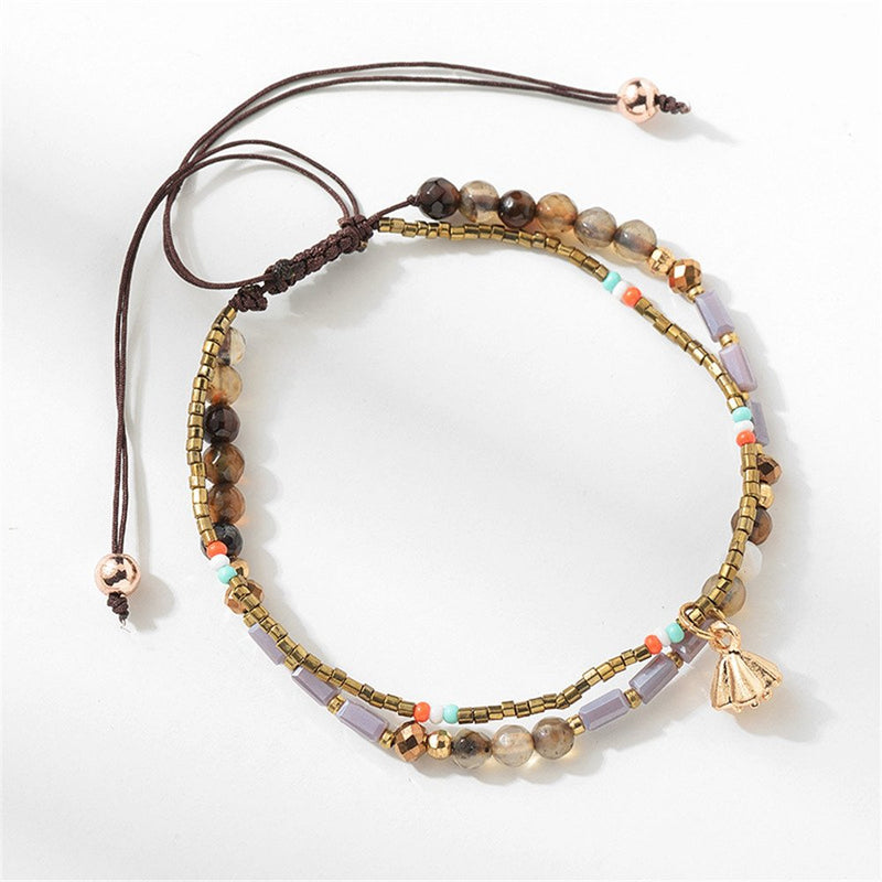 [Australia] - Joya Gift Handmade Adjustable Wrap Bracelet Bohemian String Braided Beads Anklets Gifts for Women Girls Yellow 
