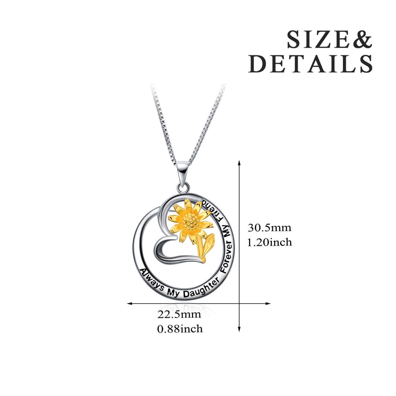 [Australia] - YFN Sterling Silver Always My Sister / Daughter Forever My Friend Pendant Necklace Jewelry, Birthday Jewelry Gift Necklaces for Sisters Daughter Always My Daughter Forever My Friends 
