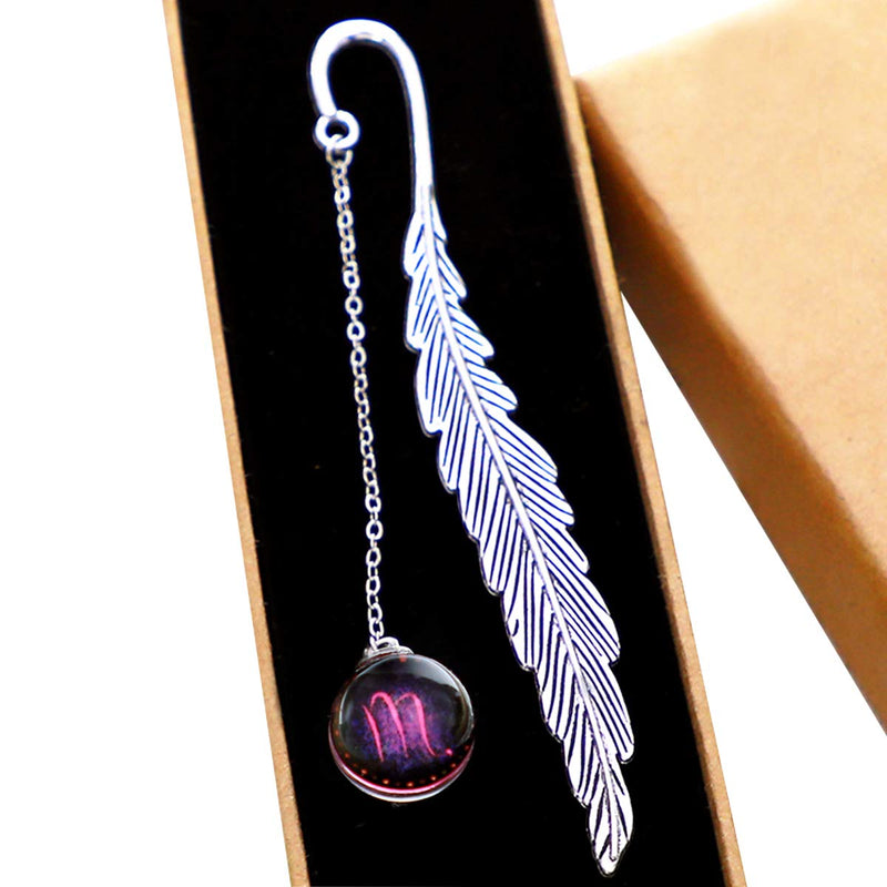 [Australia] - Toirxarn Metal Feather Bookmark, 12 Constellation Themed Fluorescent Pendants, Gifts for Girls, Boy Friends and Readers.(Pink Scorpio) Pink Pendant Ball 