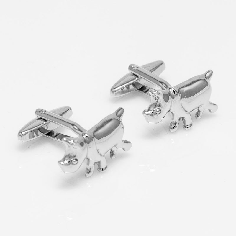 [Australia] - MRCUFF Rhino Rhinoceros Pair Cufflinks in a Presentation Gift Box & Polishing Cloth 