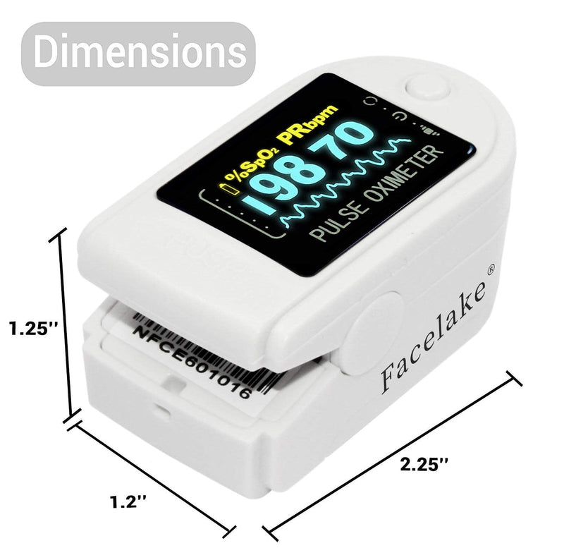 [Australia] - Facelake FL400 Pulse Oximeter with Neck/wrist Cord, Carrying Case and Batteries- White 