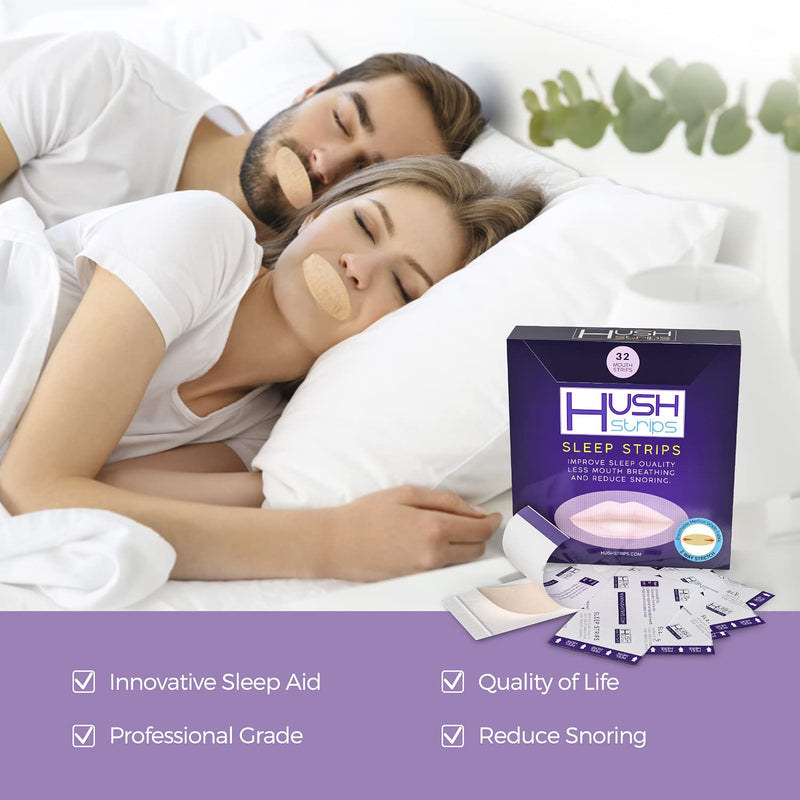 [Australia] - HUSH STRIPS 32 strips-"Made in Korea"Original and Snore Reducing Strips - Improve Sleep Quality with Professional Grade Mouth Strips - Snore Reducing mouth tape- Stop Mouth Breathing with Sleep Strips 