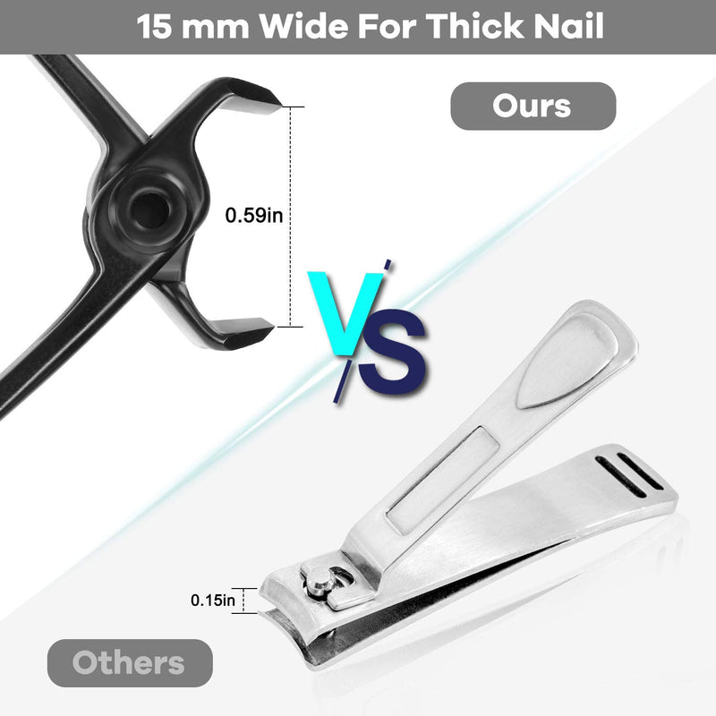 [Australia] - Thick Toenail Clipper – Vepkuso Wide Jaw Opening Oversized Stainless Steel Toenail Cutter with Nail File For Thick Nail, Extra Large Fingernail Toenail Trimmer for Men&Women Black Set 