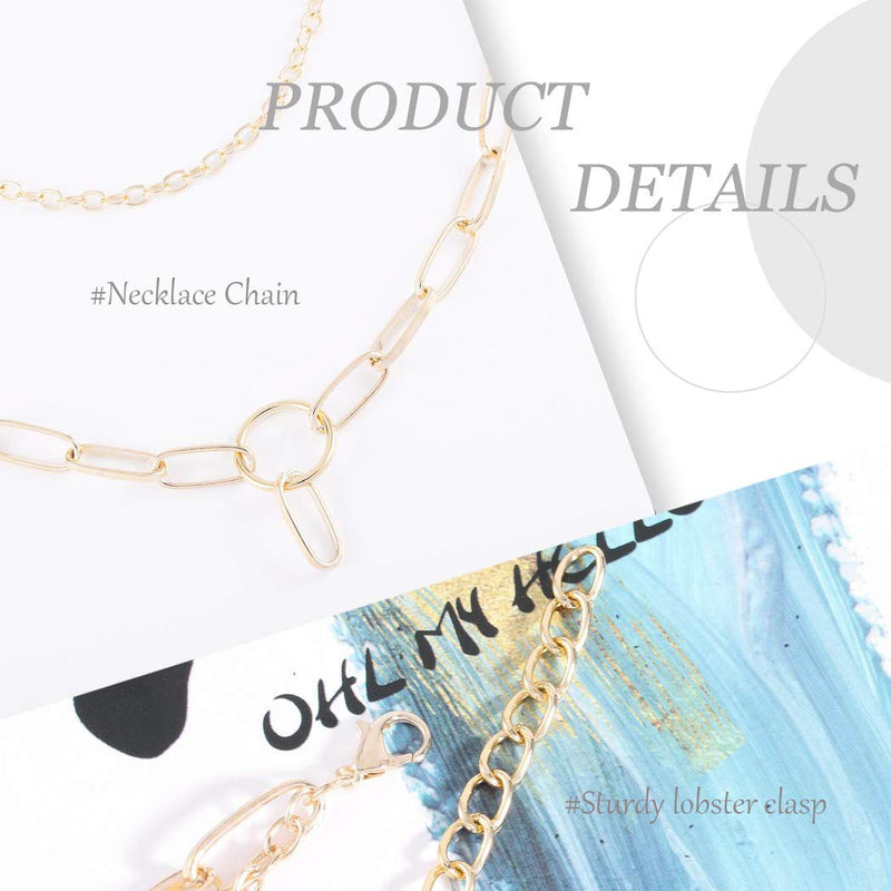 [Australia] - Aularso Dainty Layered Necklaces Geometric circle Necklace Chain Jewelry for Women and Girls (Gold) Gold 