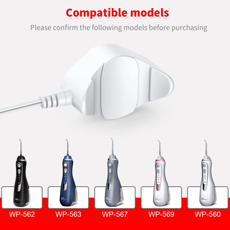 [Australia] - MEROM Water Flooser Power Cord Charger Charging Base Compatible with Waterpik Cordless Advanced Water Flosser WP-560UK WP-563UK WP-562UK Power Adapter Supply 