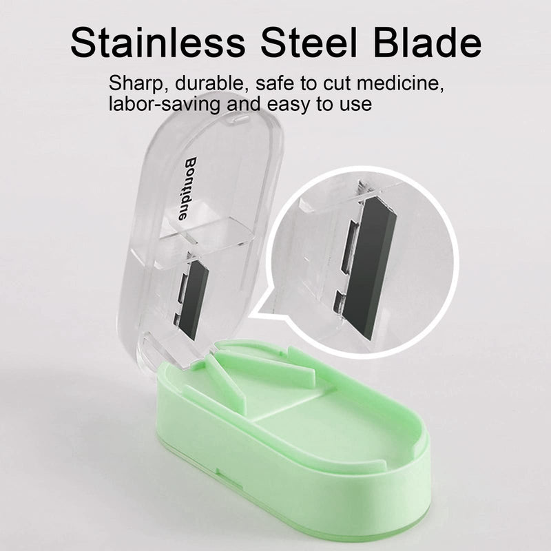 [Australia] - iJiZuo Pill Cutter, Pill Tablet Cutter for Small or Large Pills, Portable Pill Dispenser, Travel Pill Case, Portable Tablet Cutter with Blade and Storage Compartment-Green 